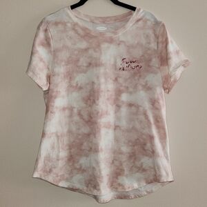 Old Navy Women's Power In Peace Tie Dye Short Sleeve Shirt